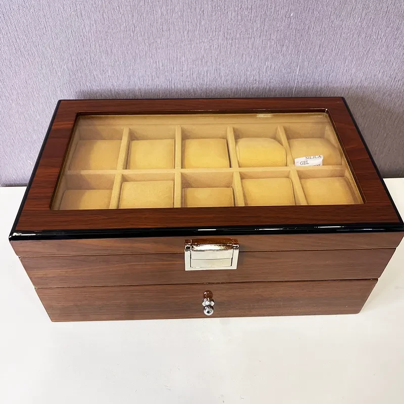 20 Slots Watch Organizer Double Layer Wooden Box And Gift Case